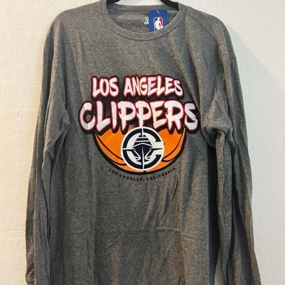 NBA Los Angeles Clippers Long Sleeve Shirt Size L Grey